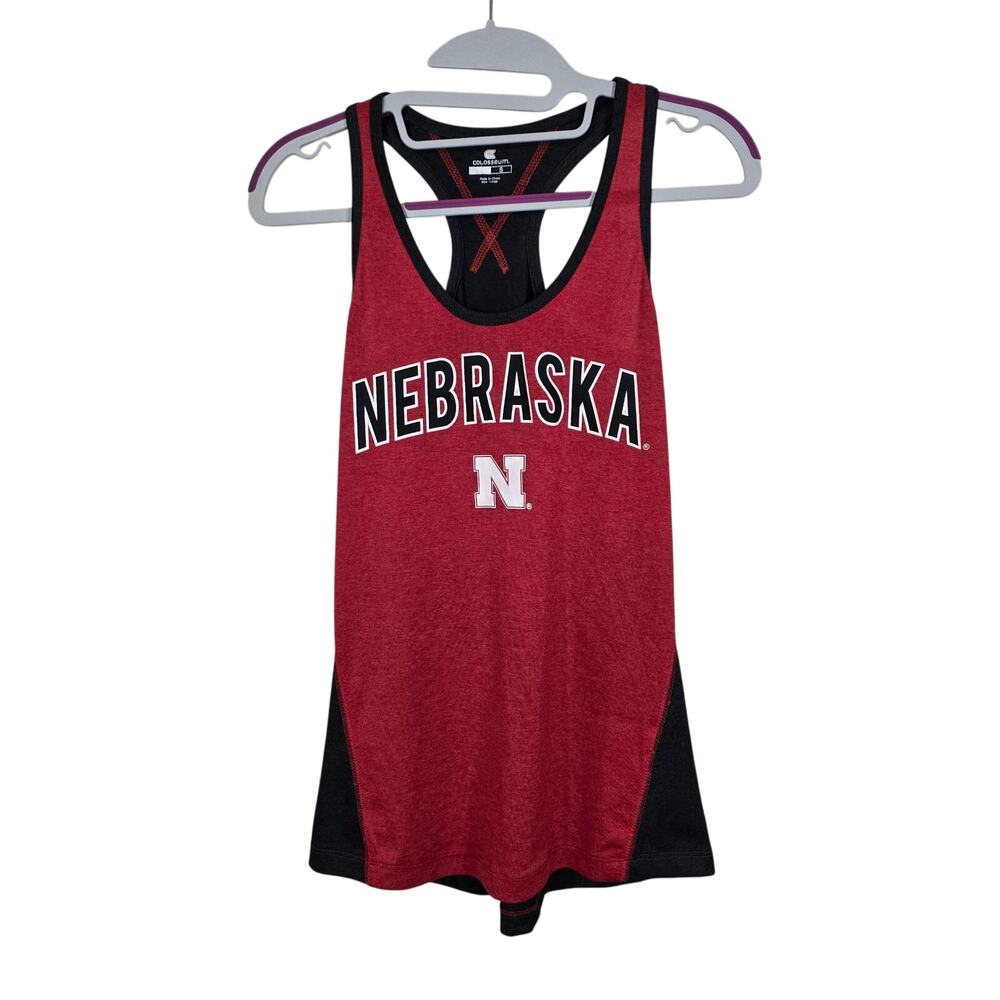 Women's Colosseum Nebraska Huskers Red Gray Racerback Tank Top | Size Small